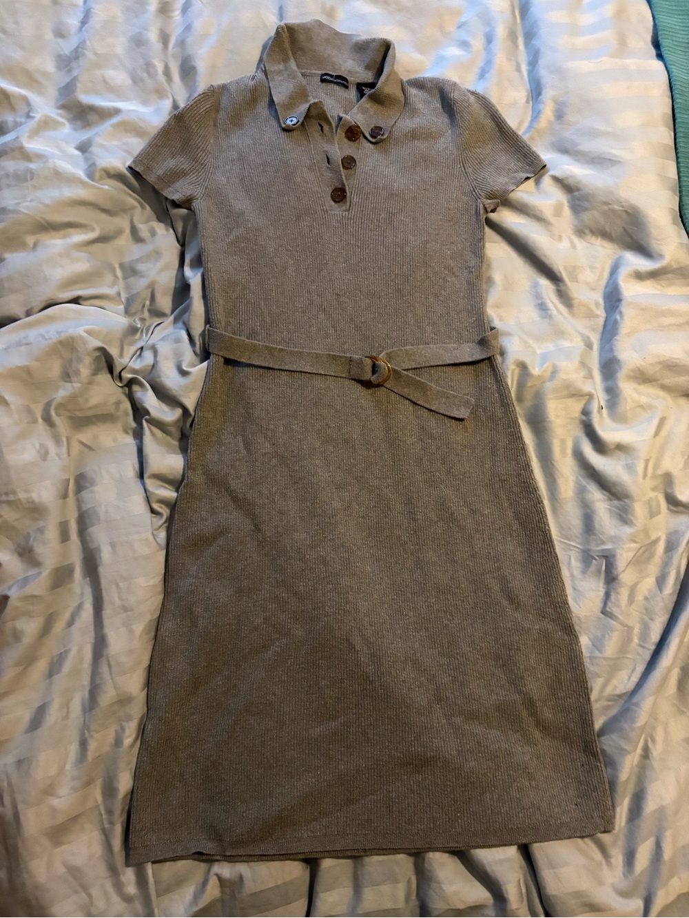 MODA international grey ribbed belted collared dress large L Victoria’s Secret
